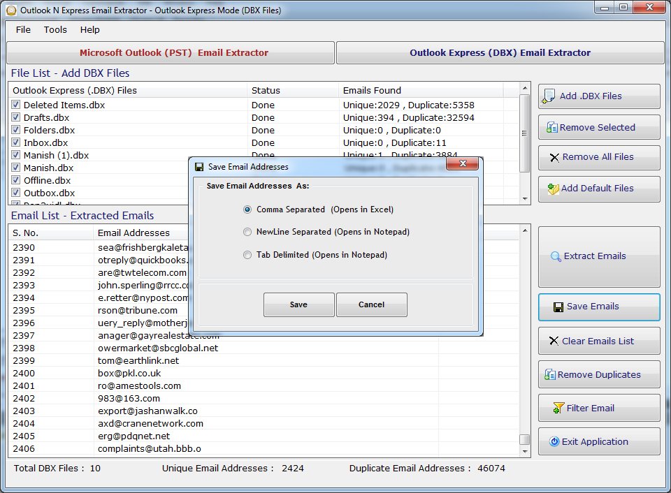 Outlook N Express Email Extractor